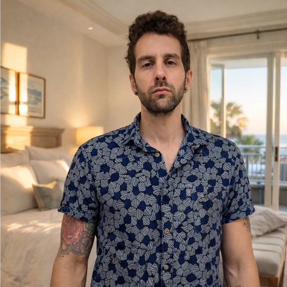 Original Penguin Other - Original Penguin Short Sleeve Floral Button-Up Shirt – Blue Pattern – Men’s S